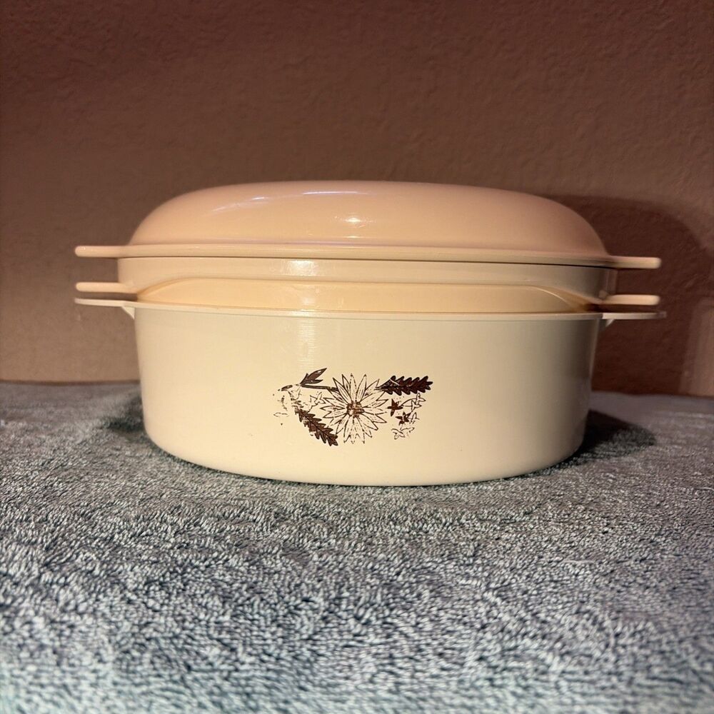 VTG 3 piece Tupperware Microwave 2  qt Stacker Cooker Almond Bowl Dish Vintage
